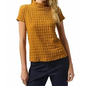 NEW JOSEPH RIBKOFF textured mock neck short sleeves boxy top in medallion
